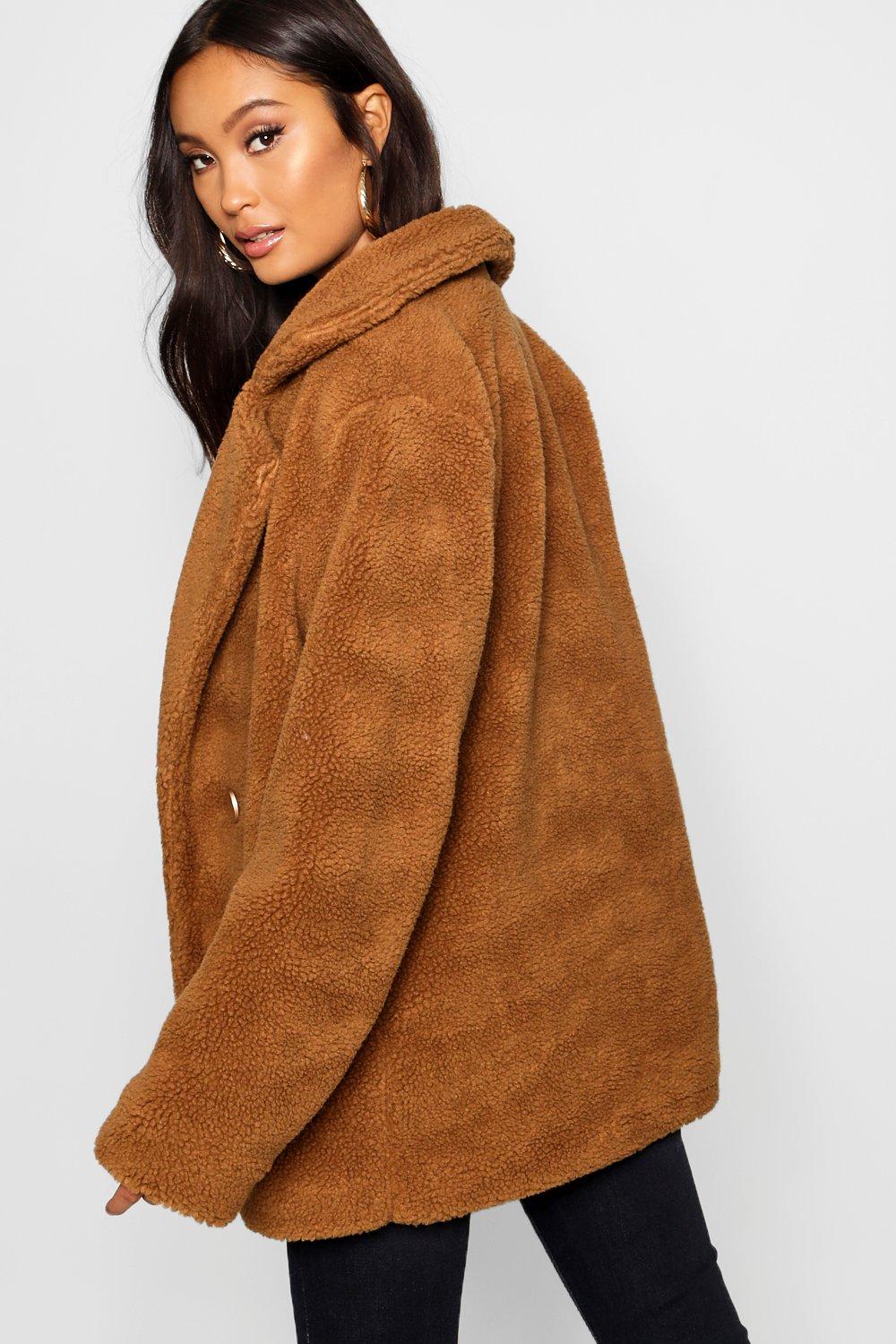 boohoo teddy fur coat