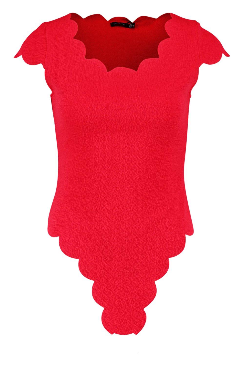 Cap Sleeve Scallop Edge Body Suit