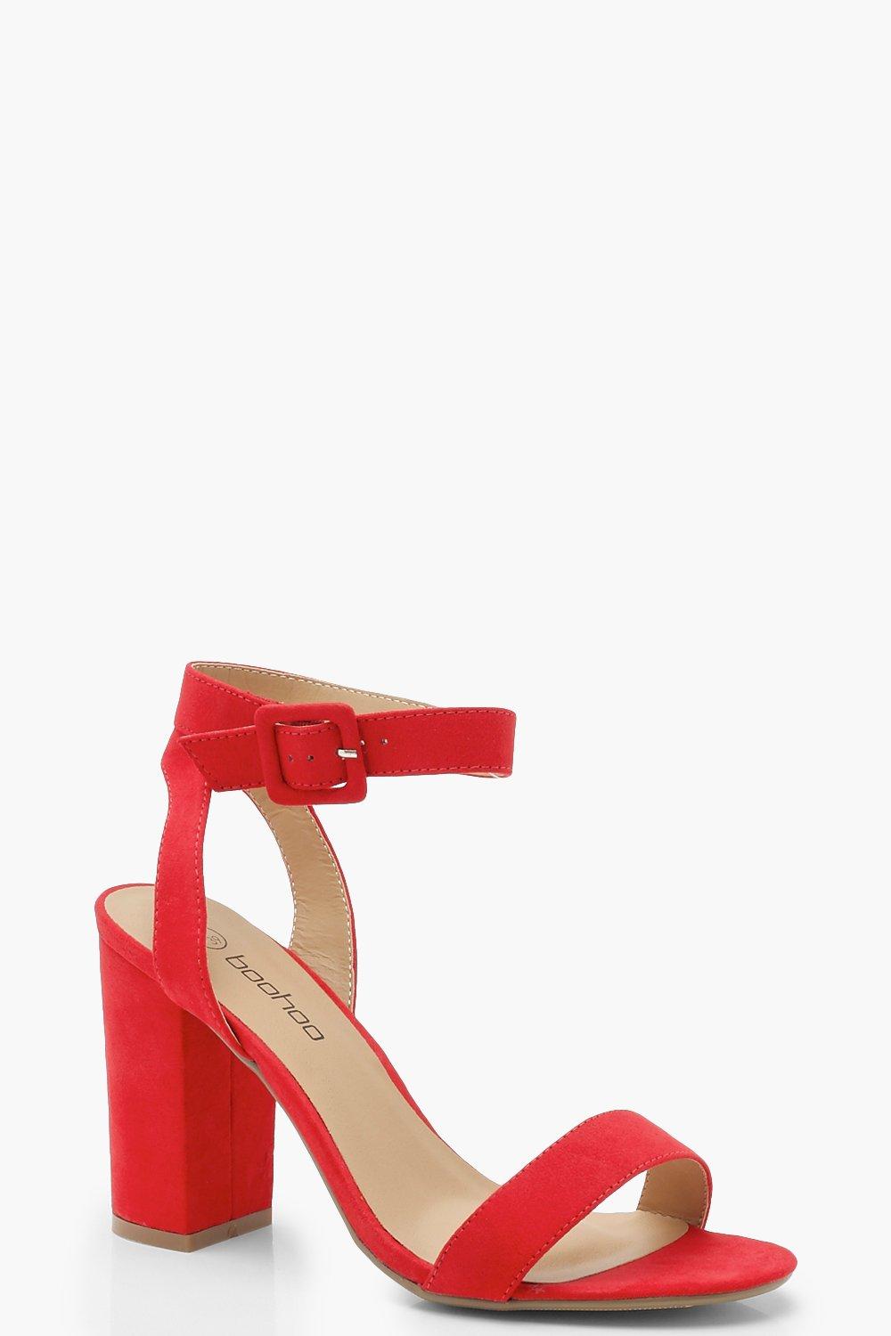 wide fit red block heels