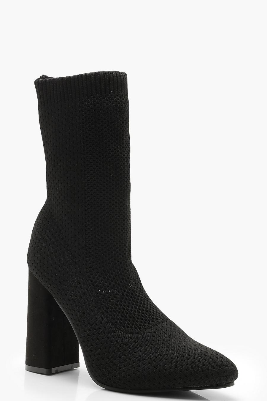 Botas estilo calcetín tejidas, Negro image number 1