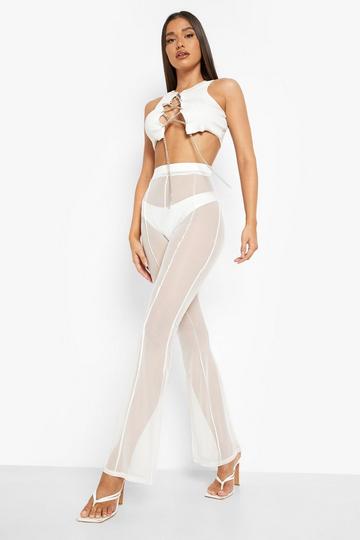 Halloween Mesh Paneled Flare Pants ivory