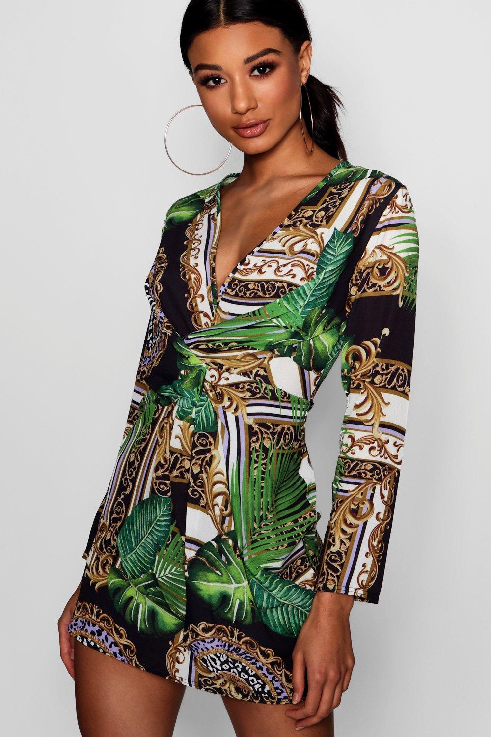 scarf print shift dress