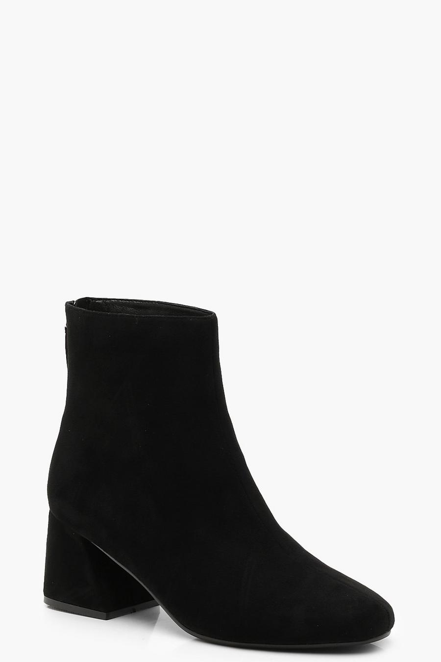 Black svart Flared Heel Shoe Boots image number 1