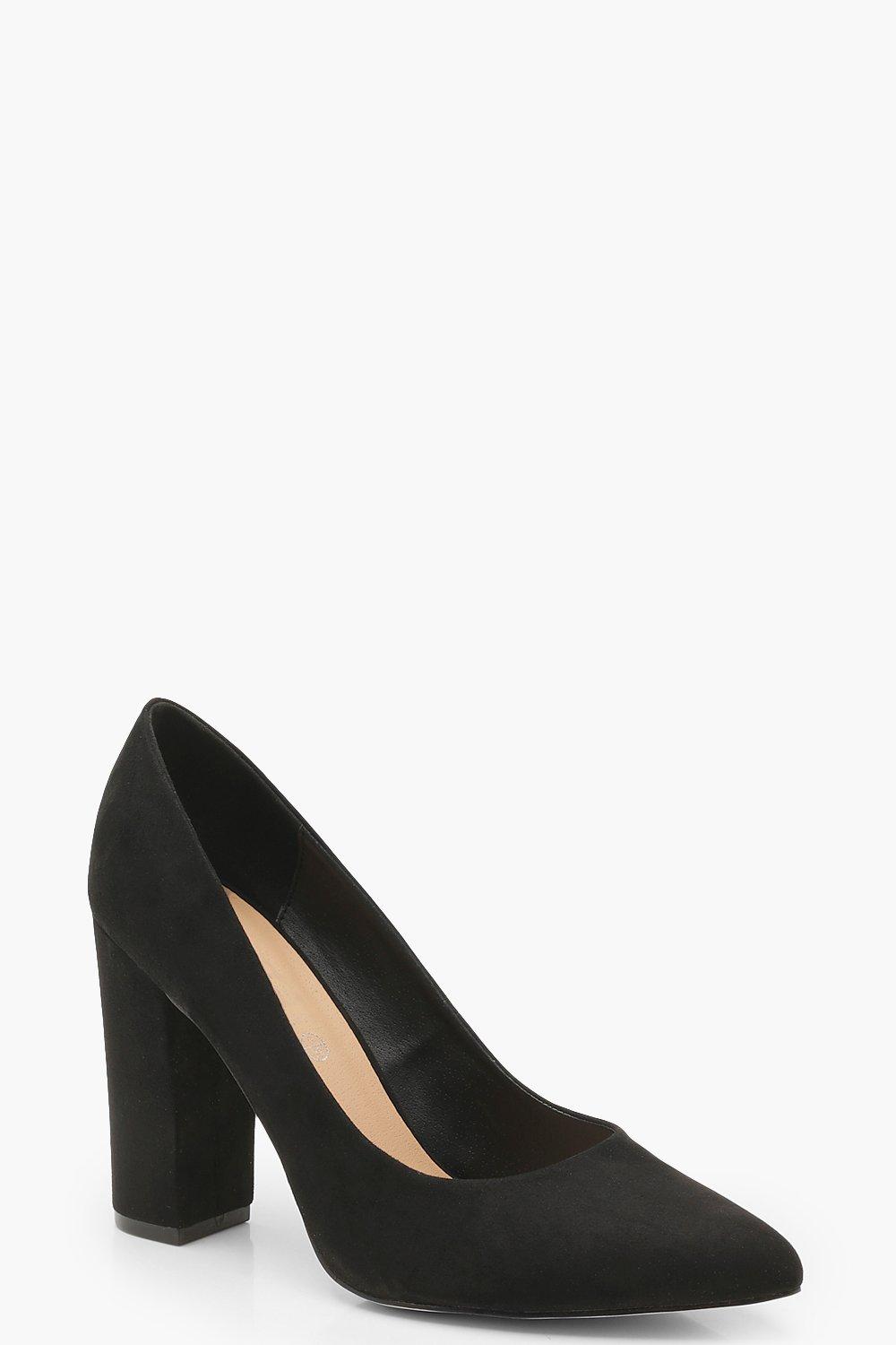wide fit block heel court shoes