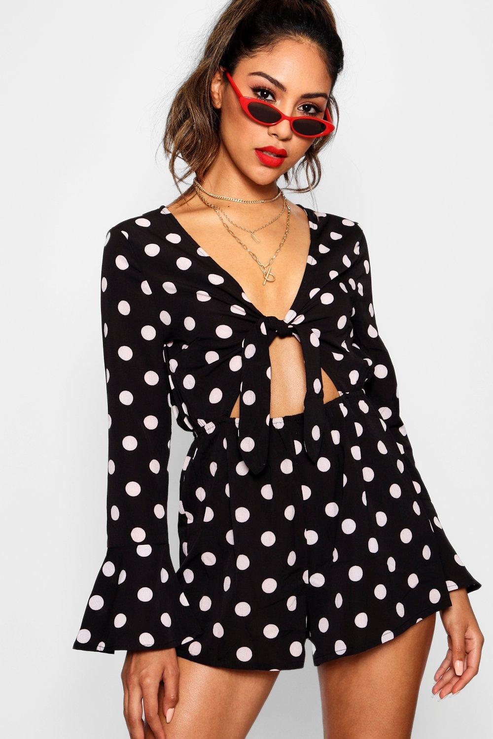 boohoo polka dot playsuit