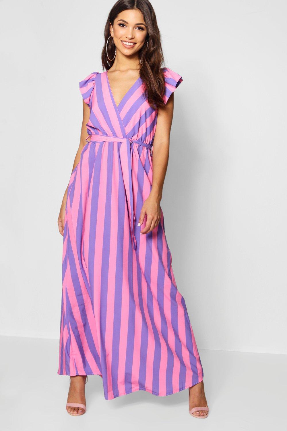 Pink striped hot sale maxi dress