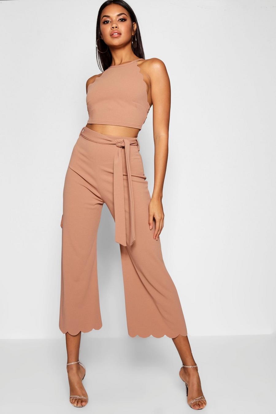 Scallop Hem Top & Culotte Two-Piece image number 1