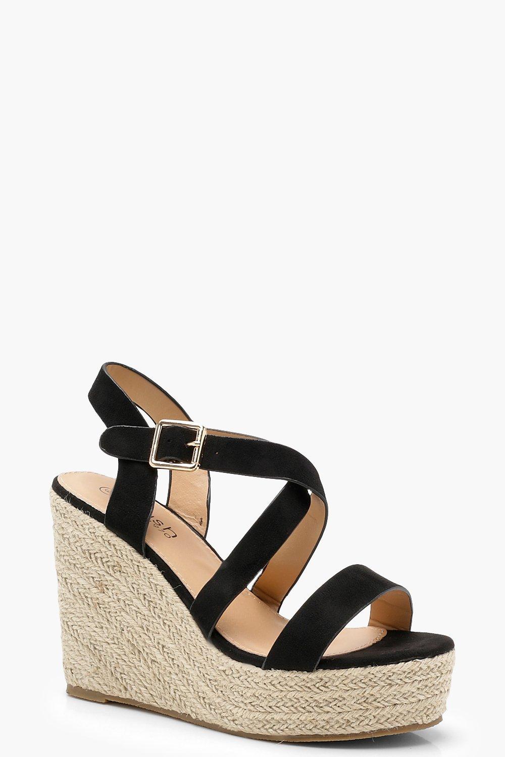 boohoo black wedges