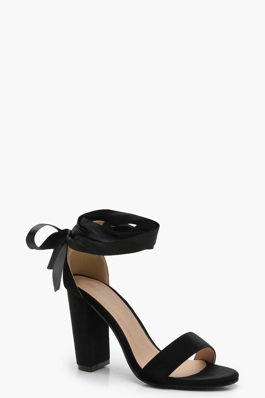Zapatos de tacón con cinta y tacón grueso, Negro image number 1