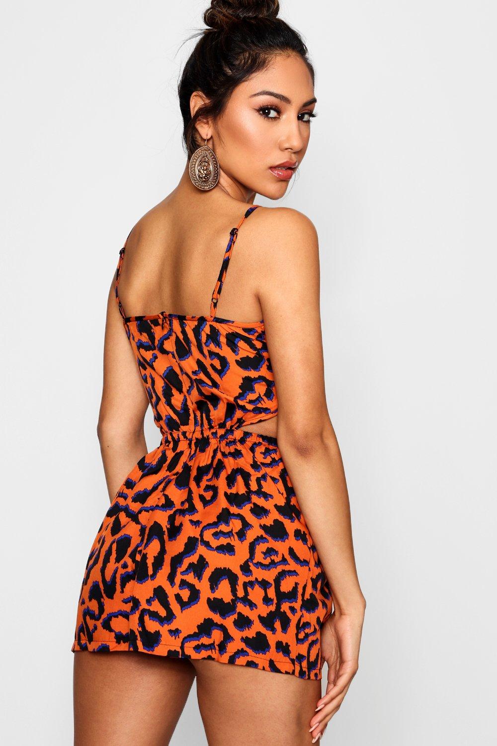 boohoo leopard print playsuit