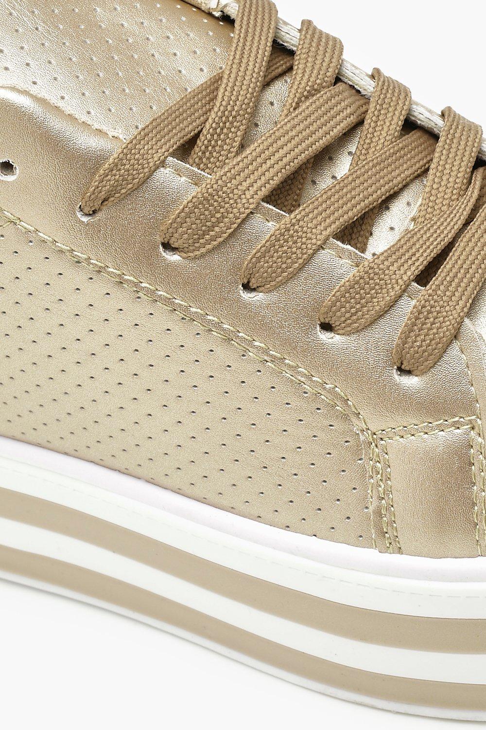 Gold platform trainers uk on sale