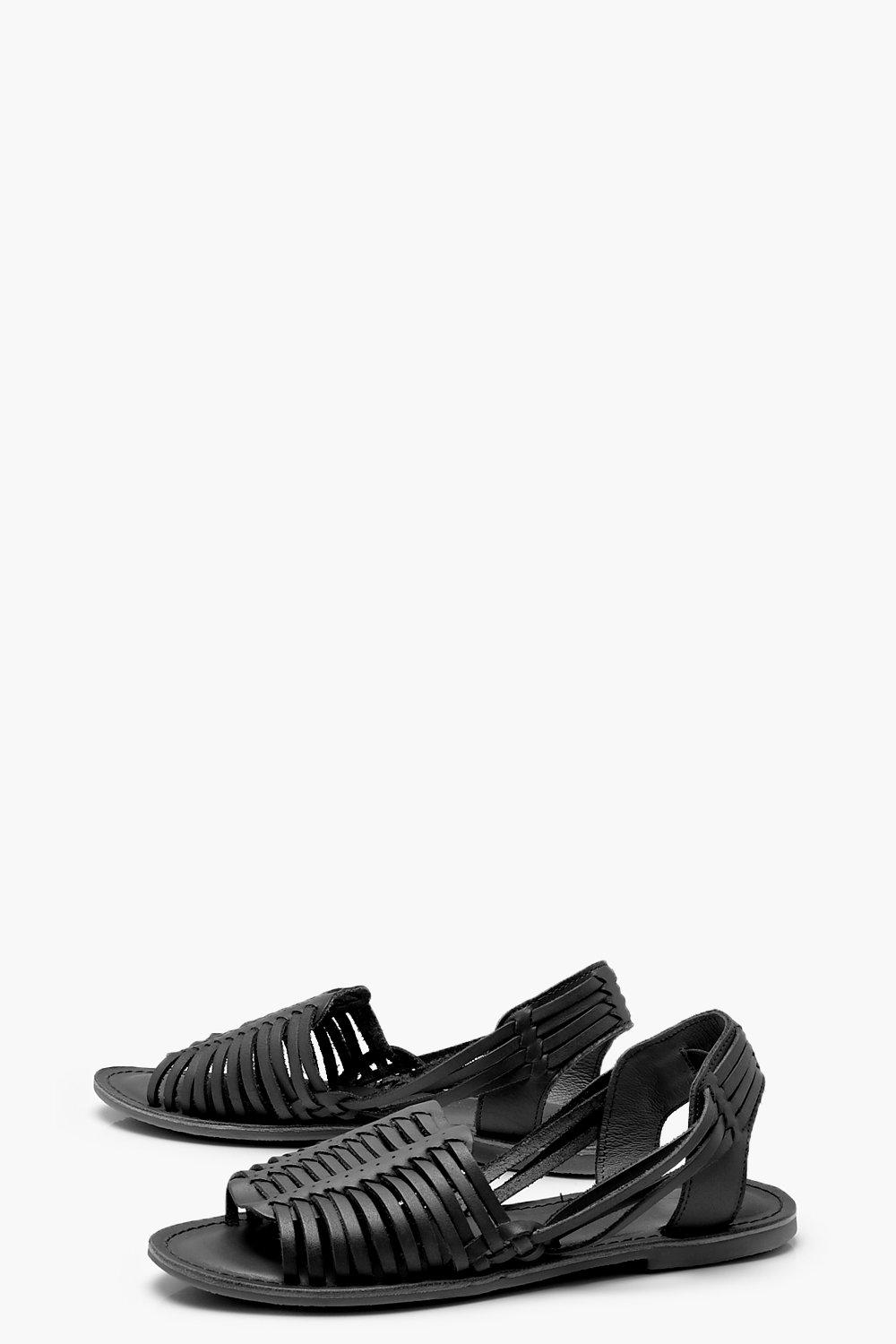 Black best sale woven sandals