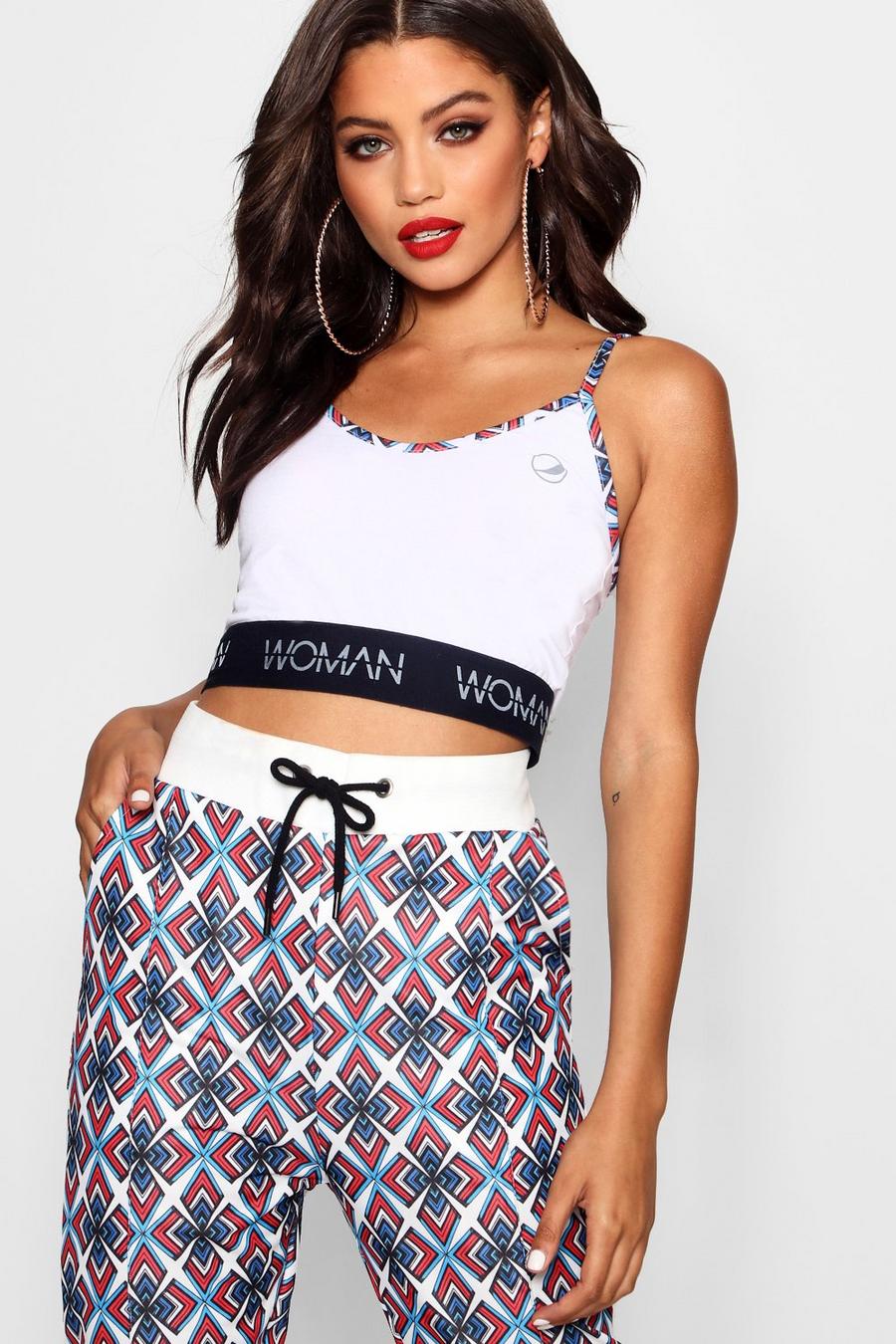 Pepsi X boohoo Strappy Patterned Crop Top image number 1
