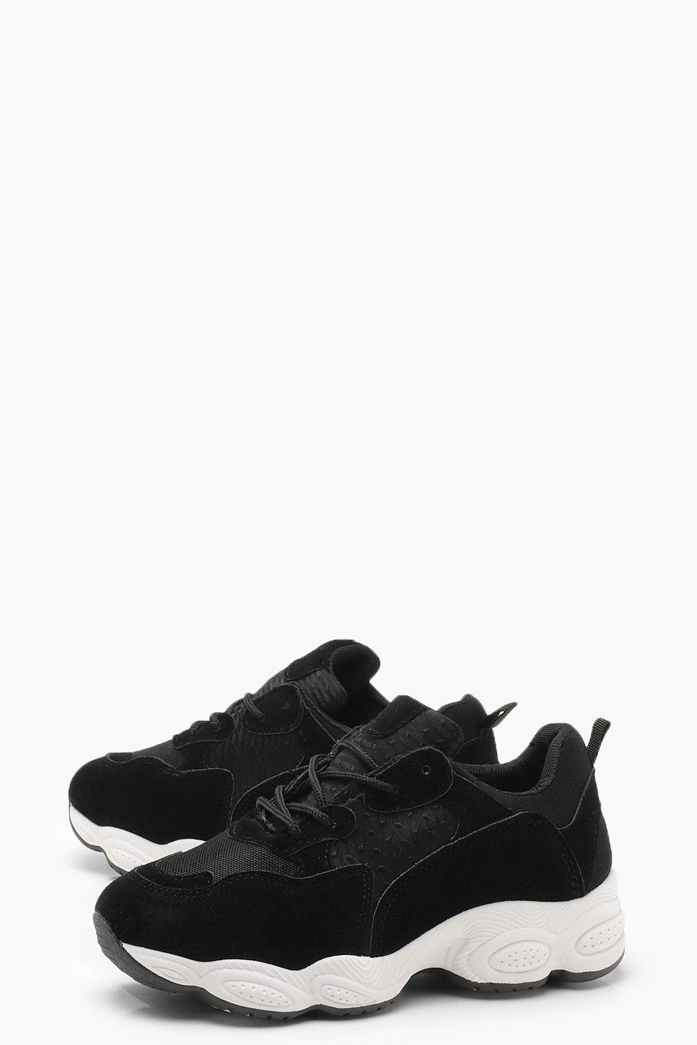 chunky sole trainers black