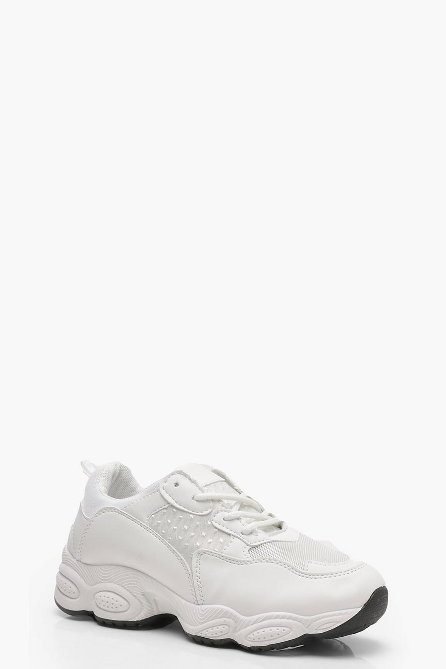White Chunky Sole Sneakers image number 1