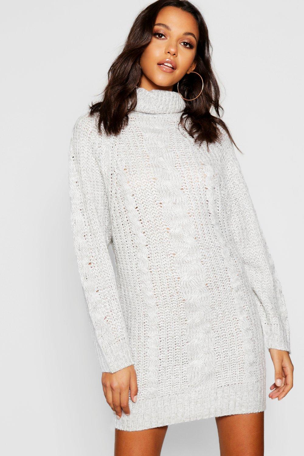 white cable knit roll neck jumper