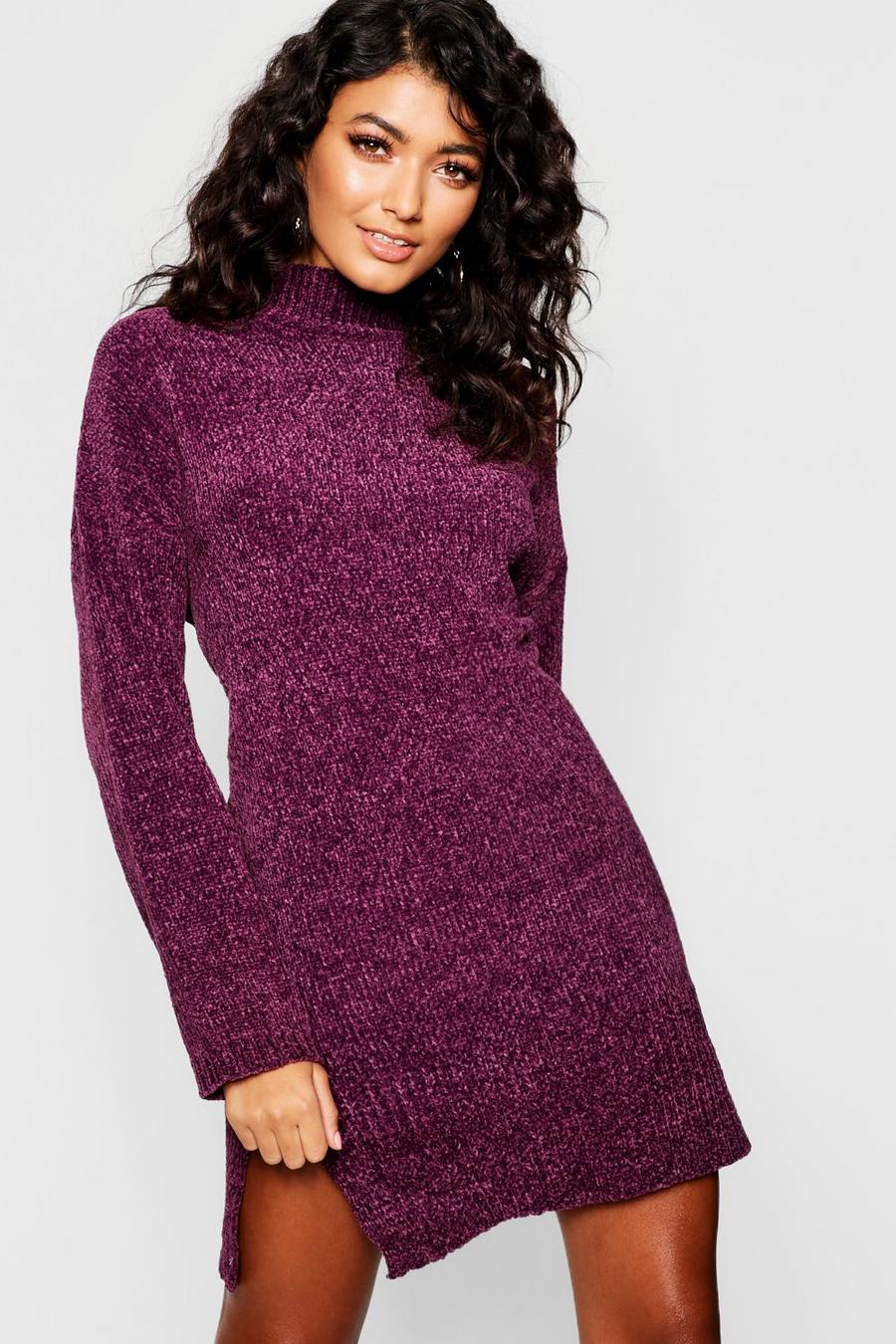 Wine Chenille Sweater Dress image number 1