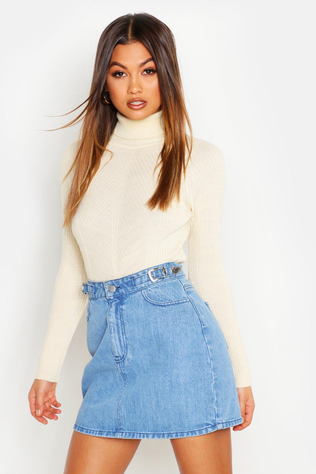 cream knitted roll neck jumper