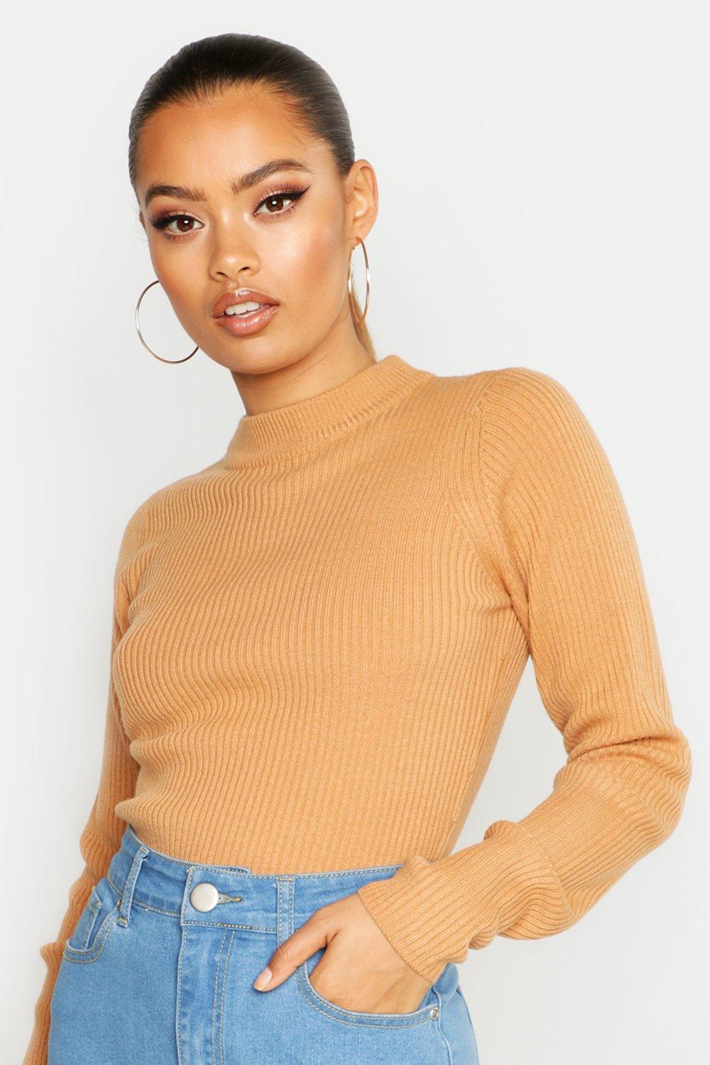 Ribbed polo neck jumper sales
