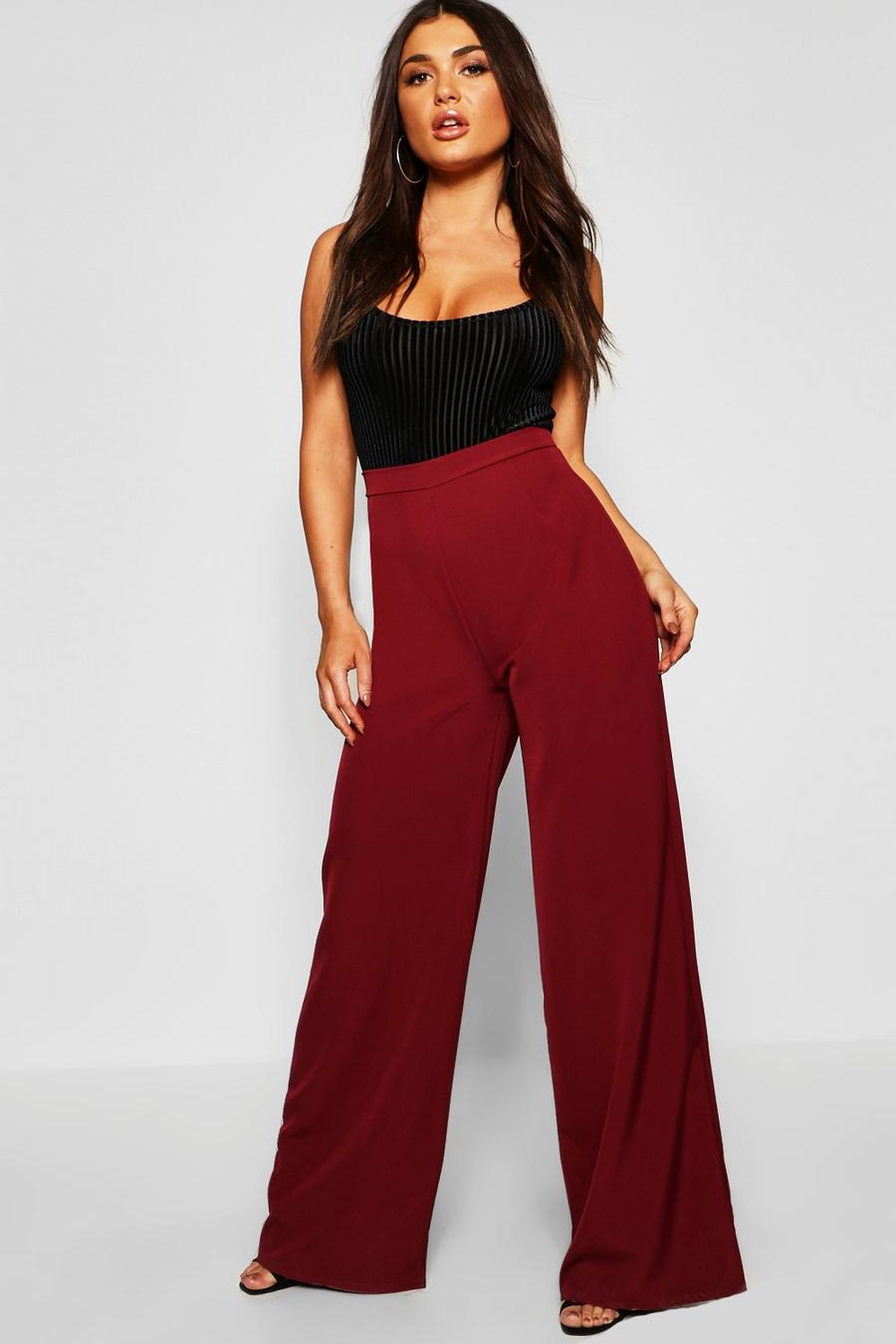 Berry High Waisted Woven Wide Leg Pants image number 1