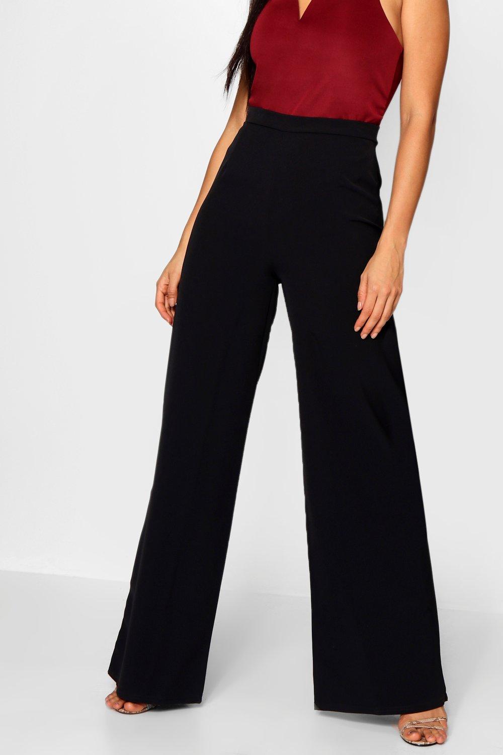 black wide leg trousers