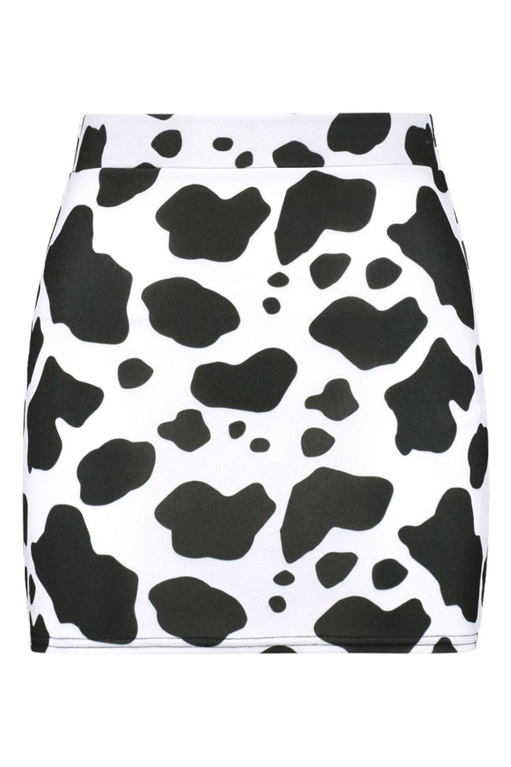 boohoo cow print skirt
