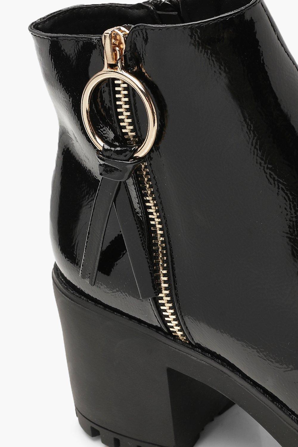 cleated zipper ankle boots