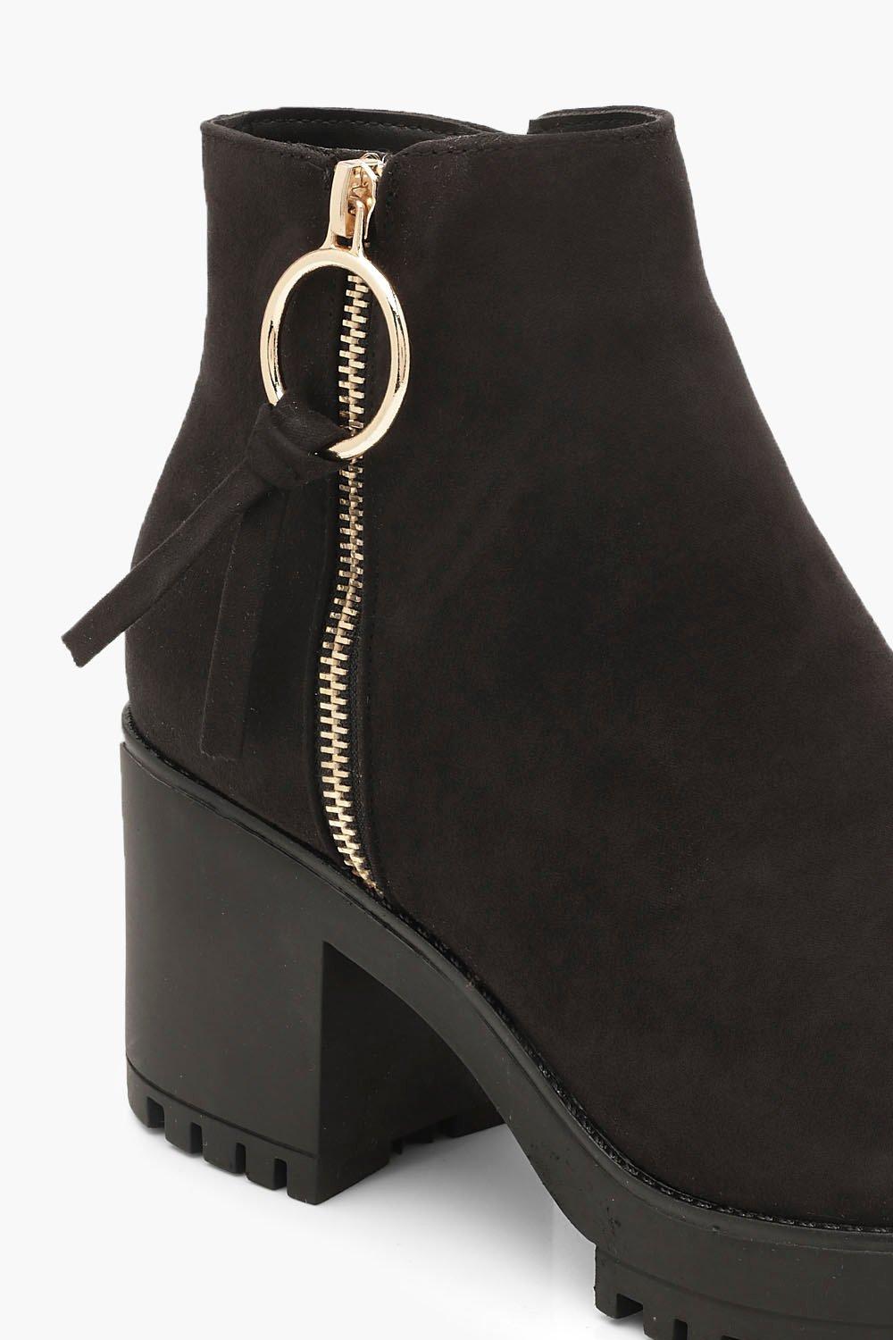 cleated zipper ankle boots