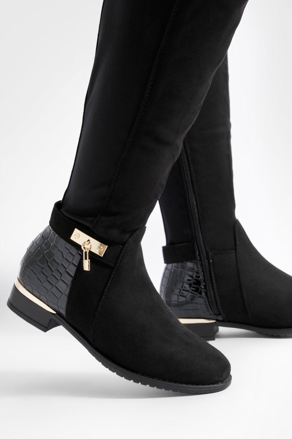 flat stretch knee high boots