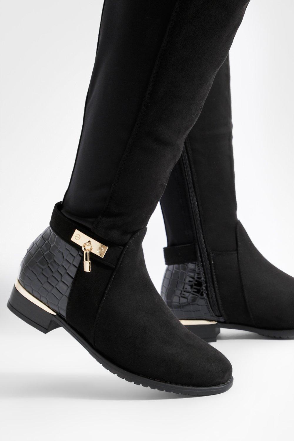 High knee flat black on sale boots