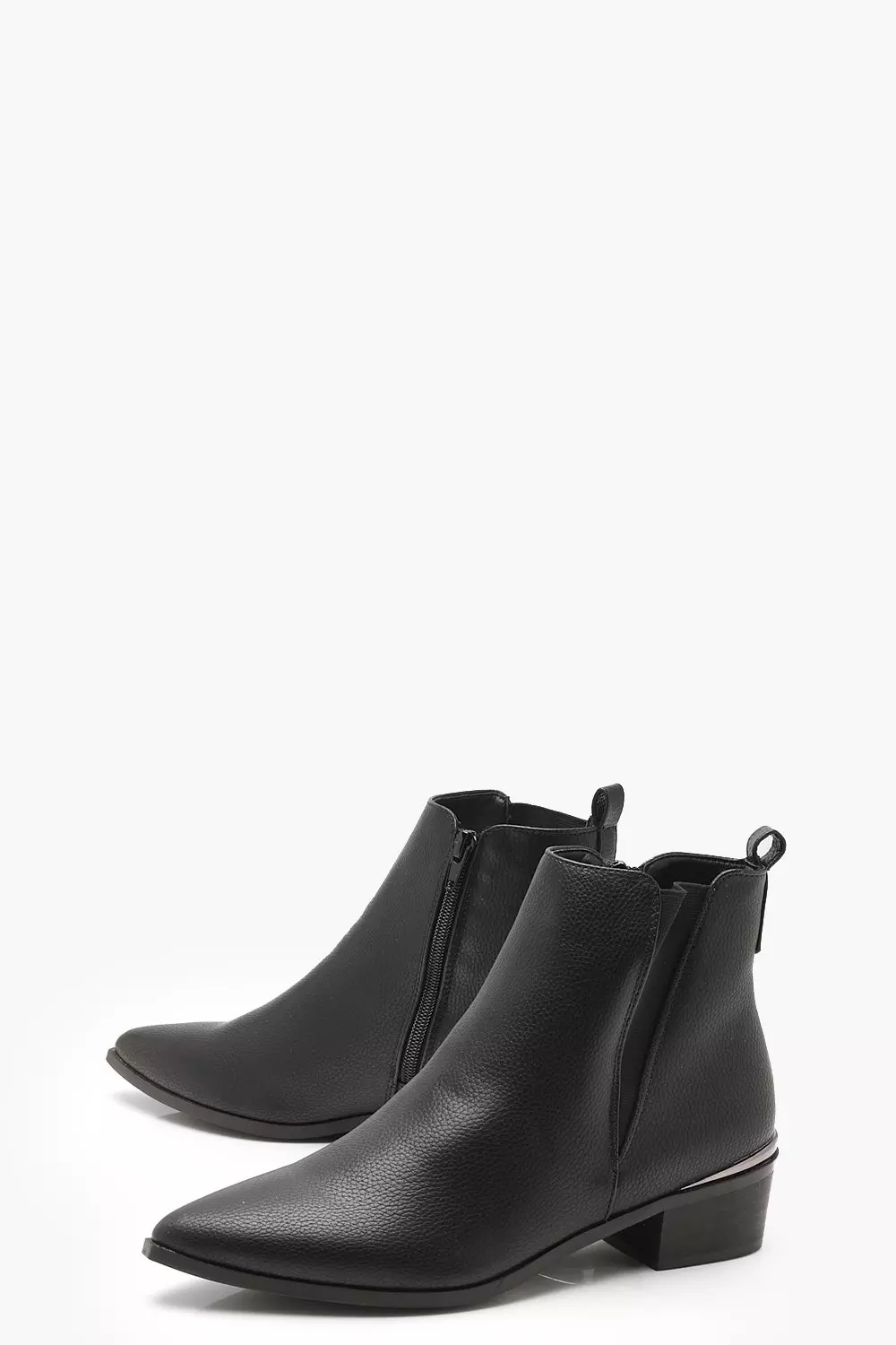 Flat black pointed clearance boots