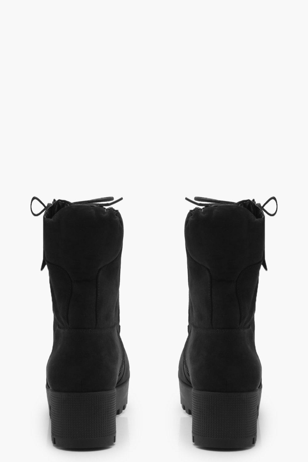 Chunky Zip and Lace Up Hiker Boots