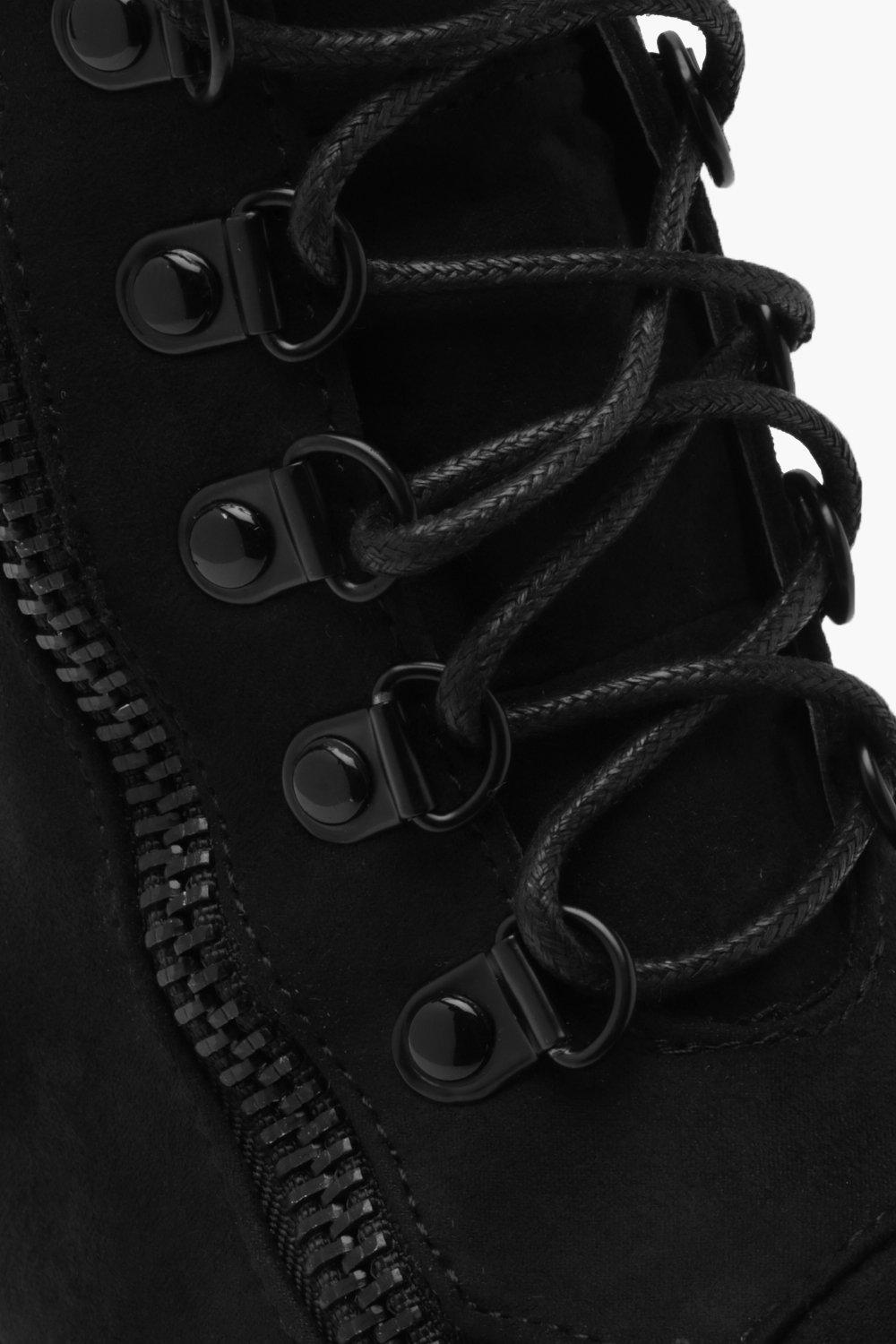 chunky zip and lace up hiker boots