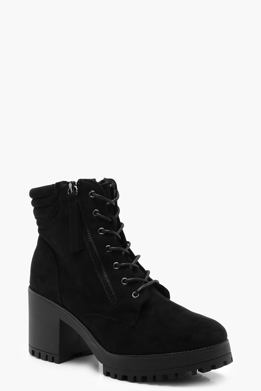boohoo black lace up boots