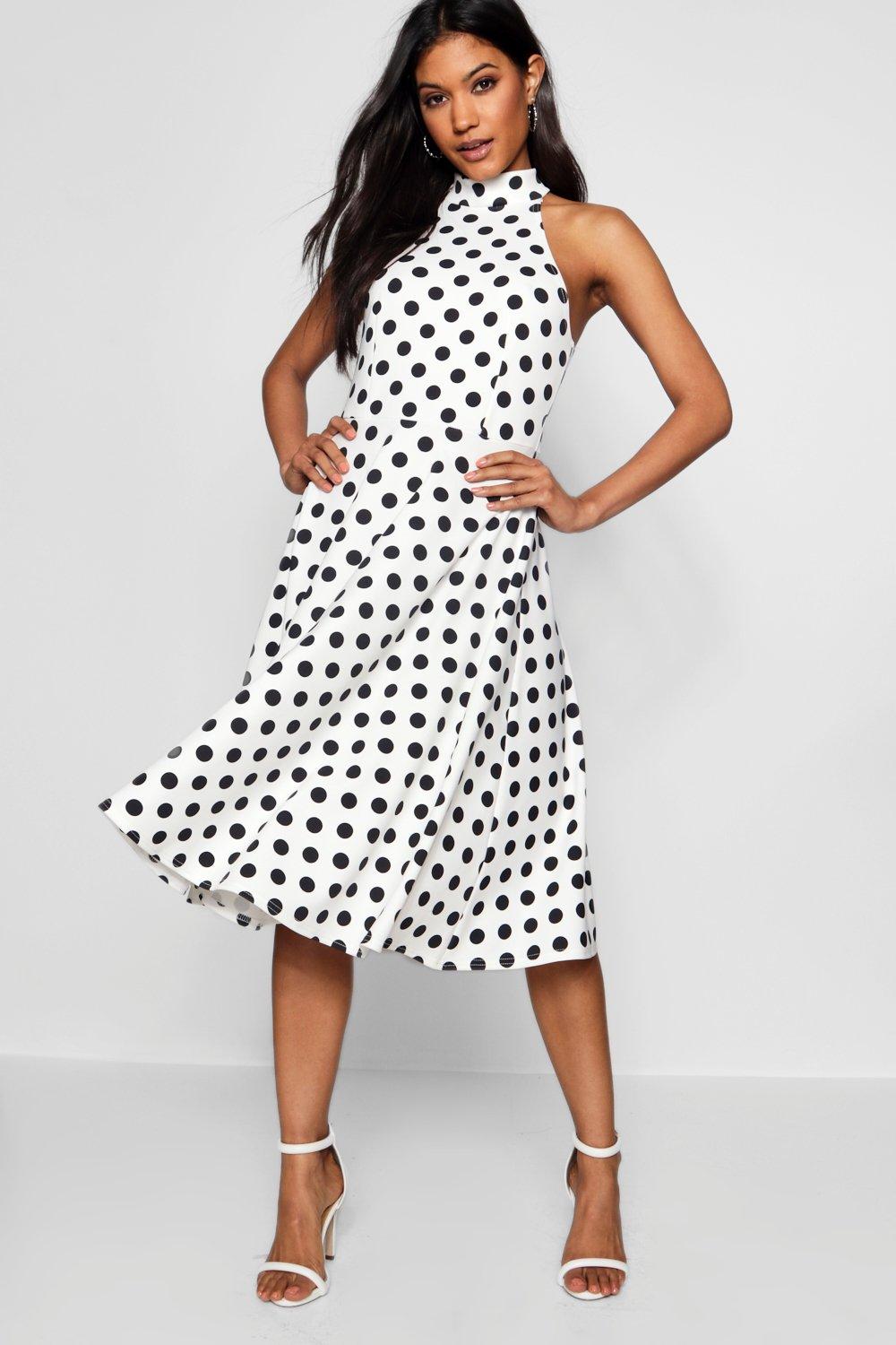 polka dot high neck dress