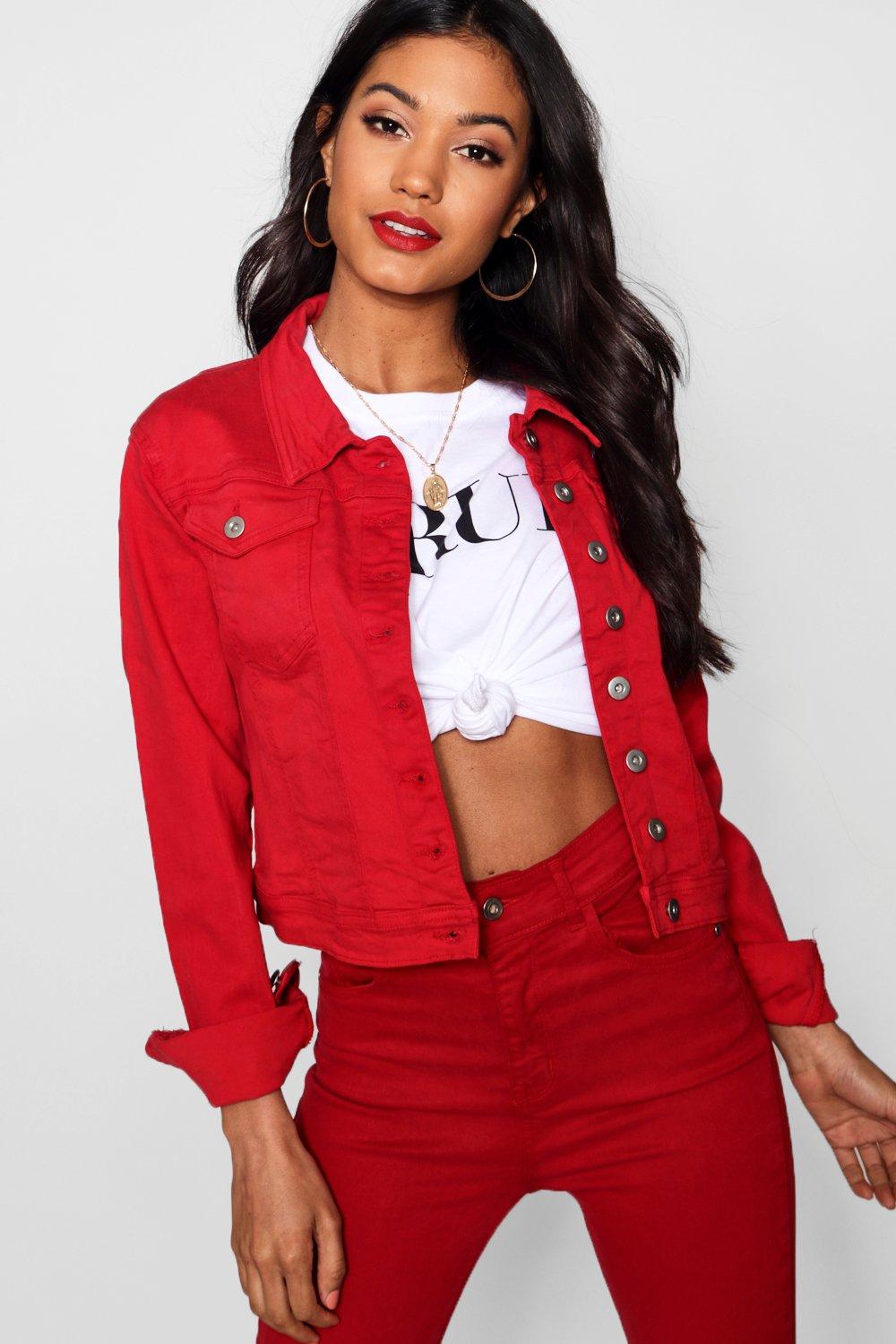 red denim jacket cheap