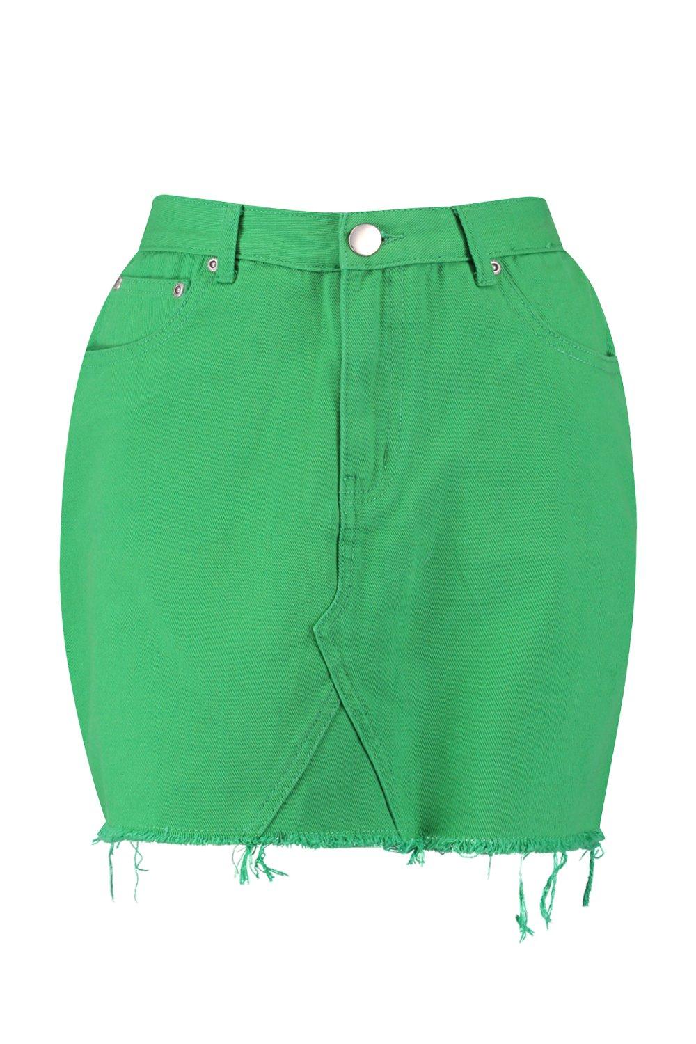 Green Denim Mini Skirt