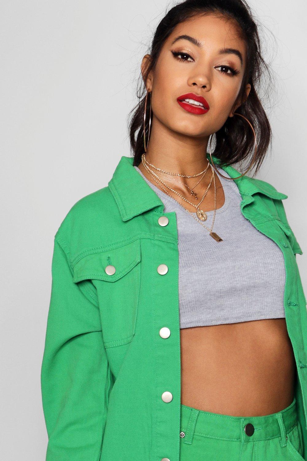 denim jacket green