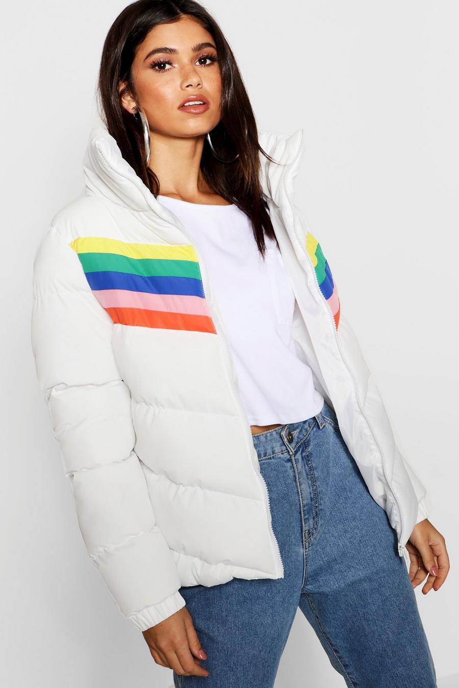 White Rainbow Puffer Jacket image number 1