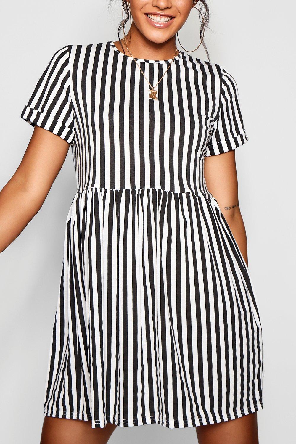 Striped shop dress boohoo