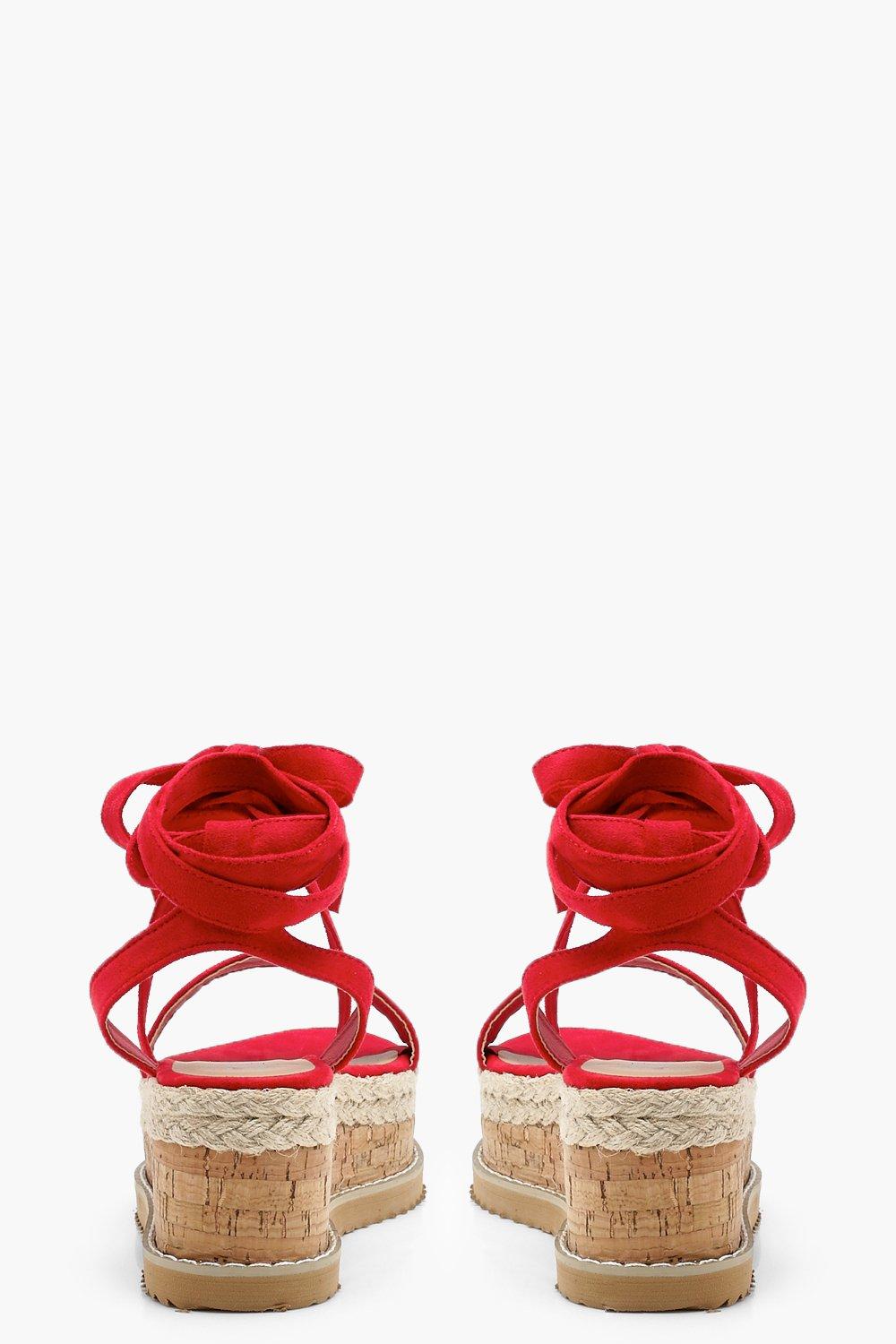 red sandals tie up