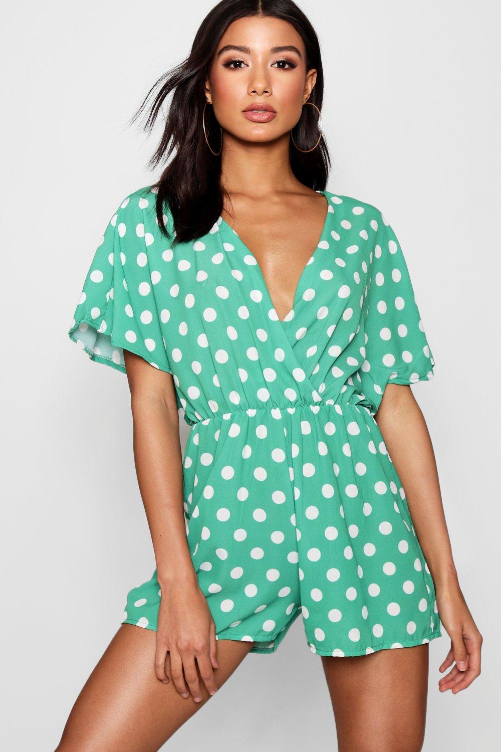 boohoo polka dot playsuit