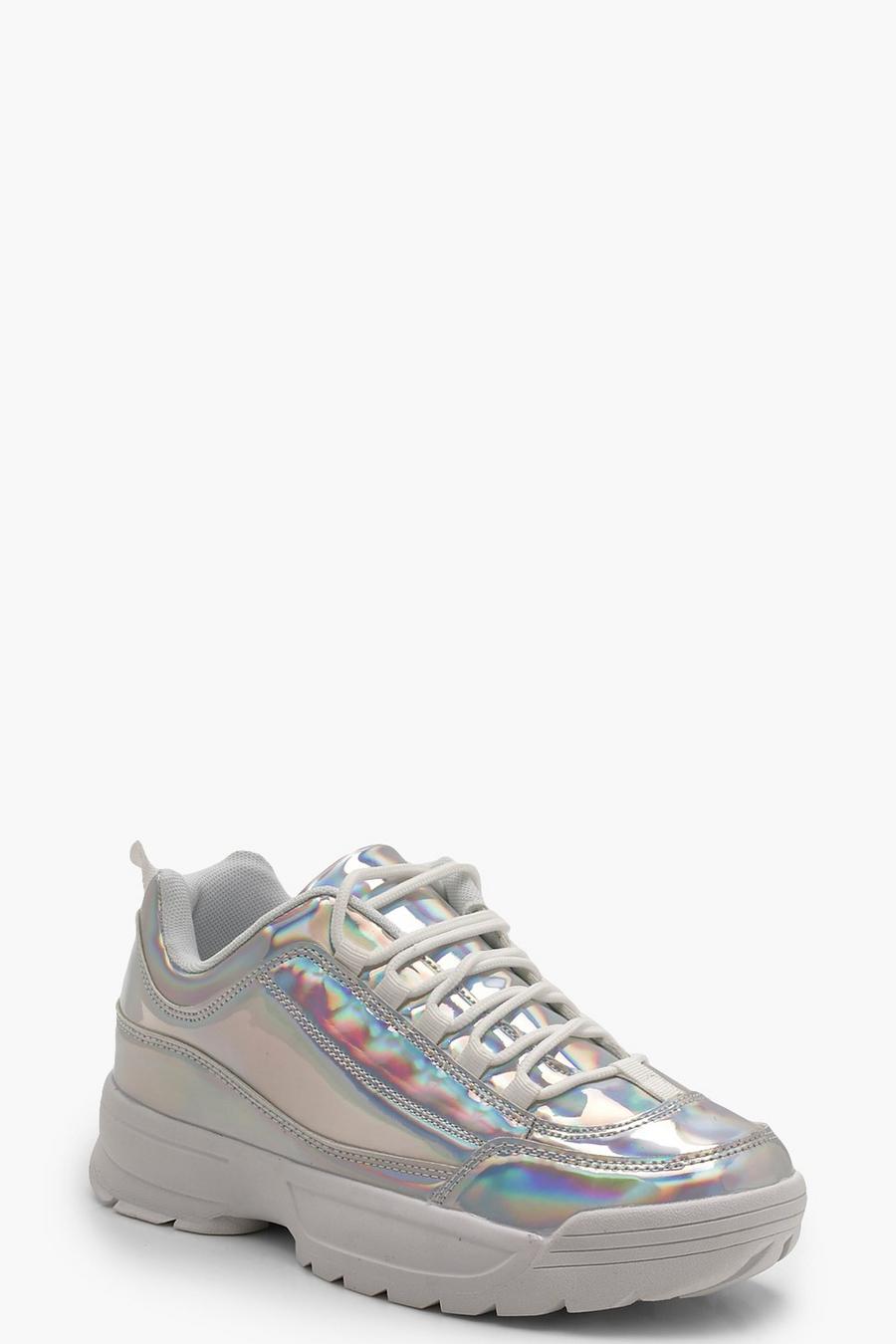 Silver Holographic Chunky Sneakers image number 1