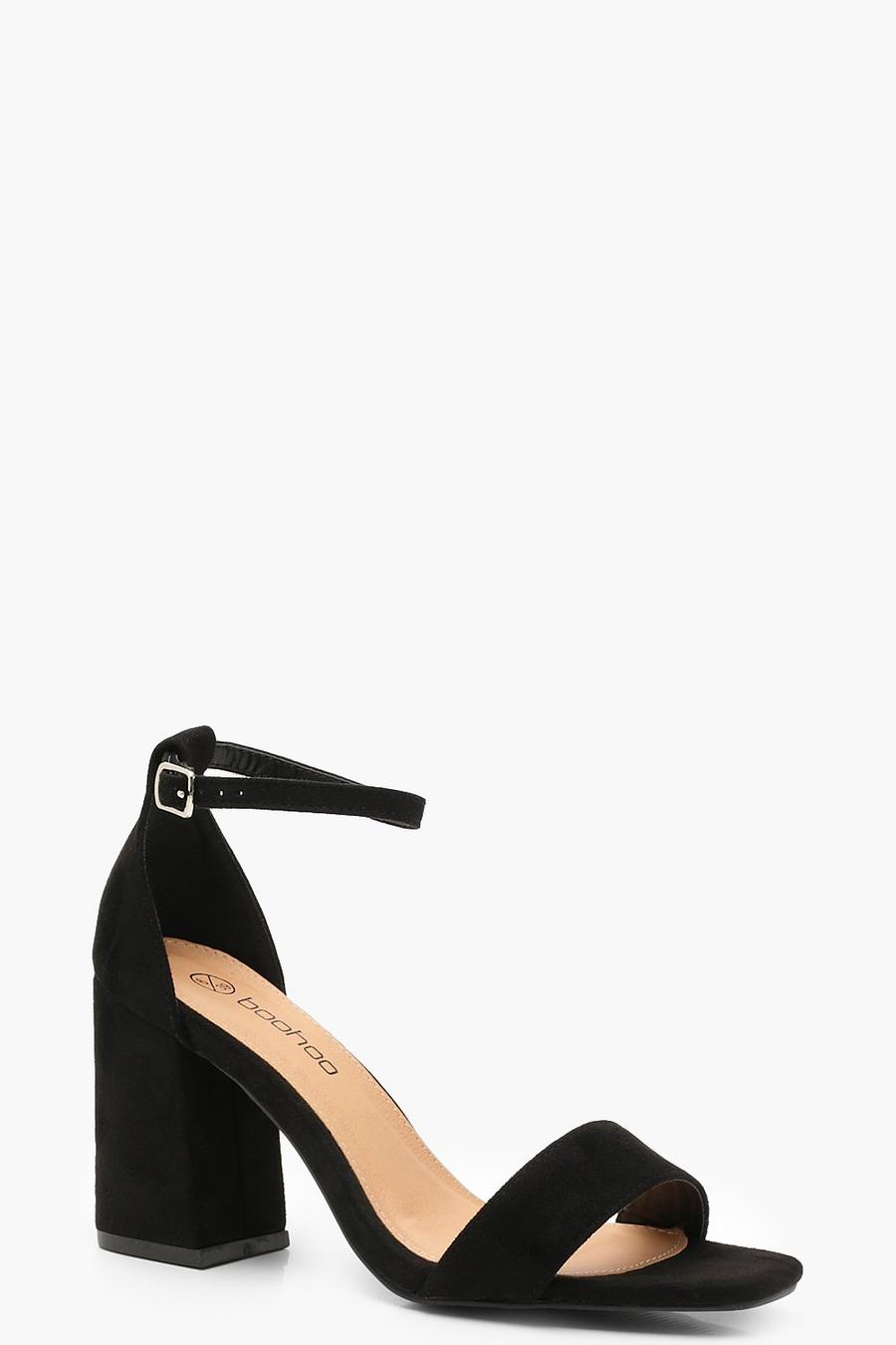 Black Wide Fit Square Toe Two Part Block Heels image number 1