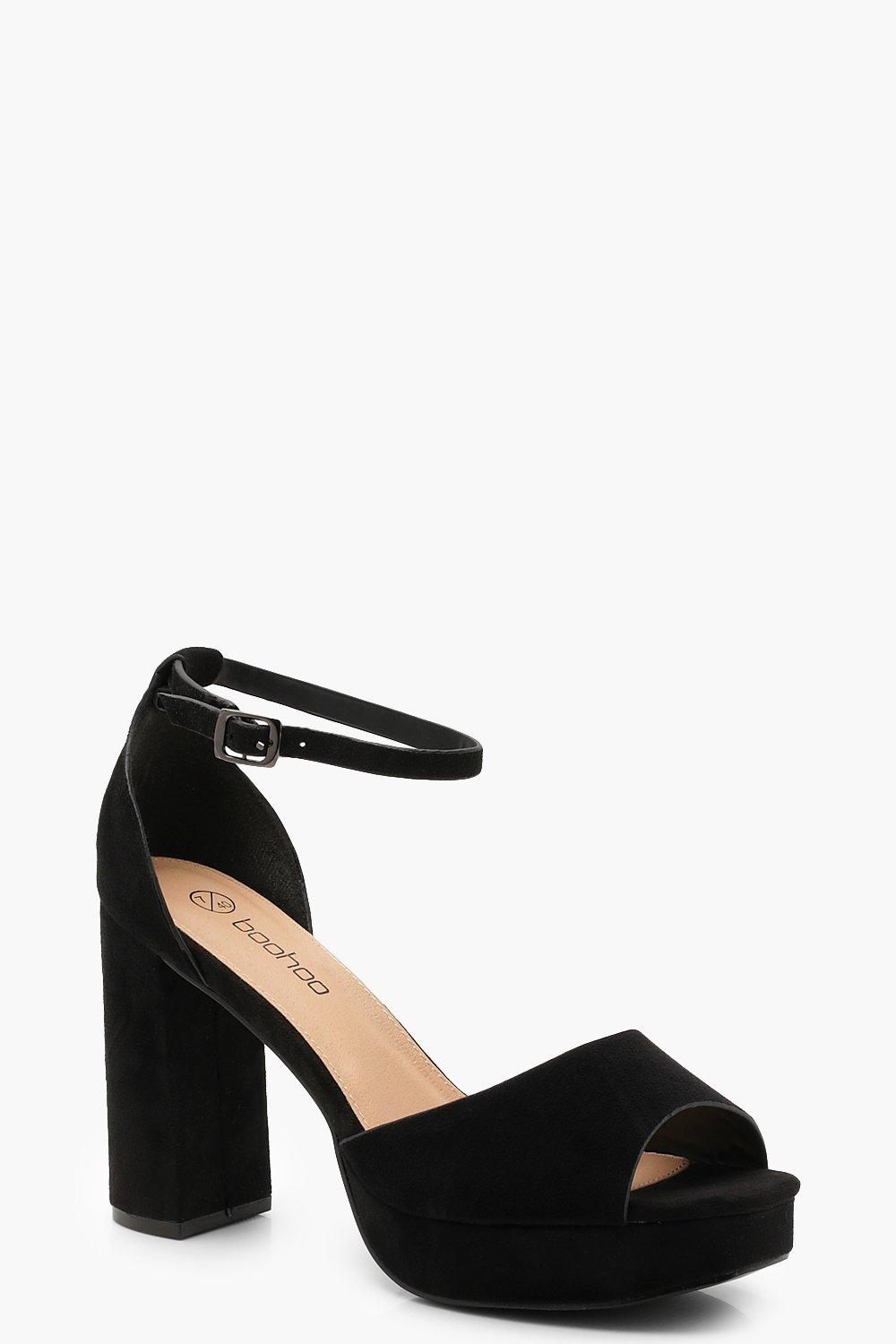 black wide fit platform sandals