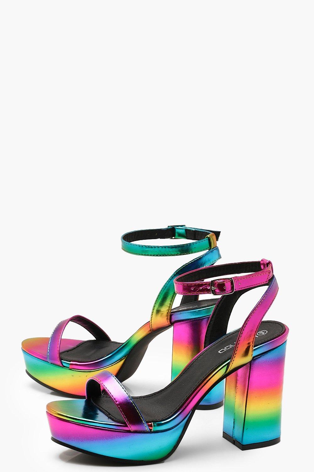 rainbow strap heels