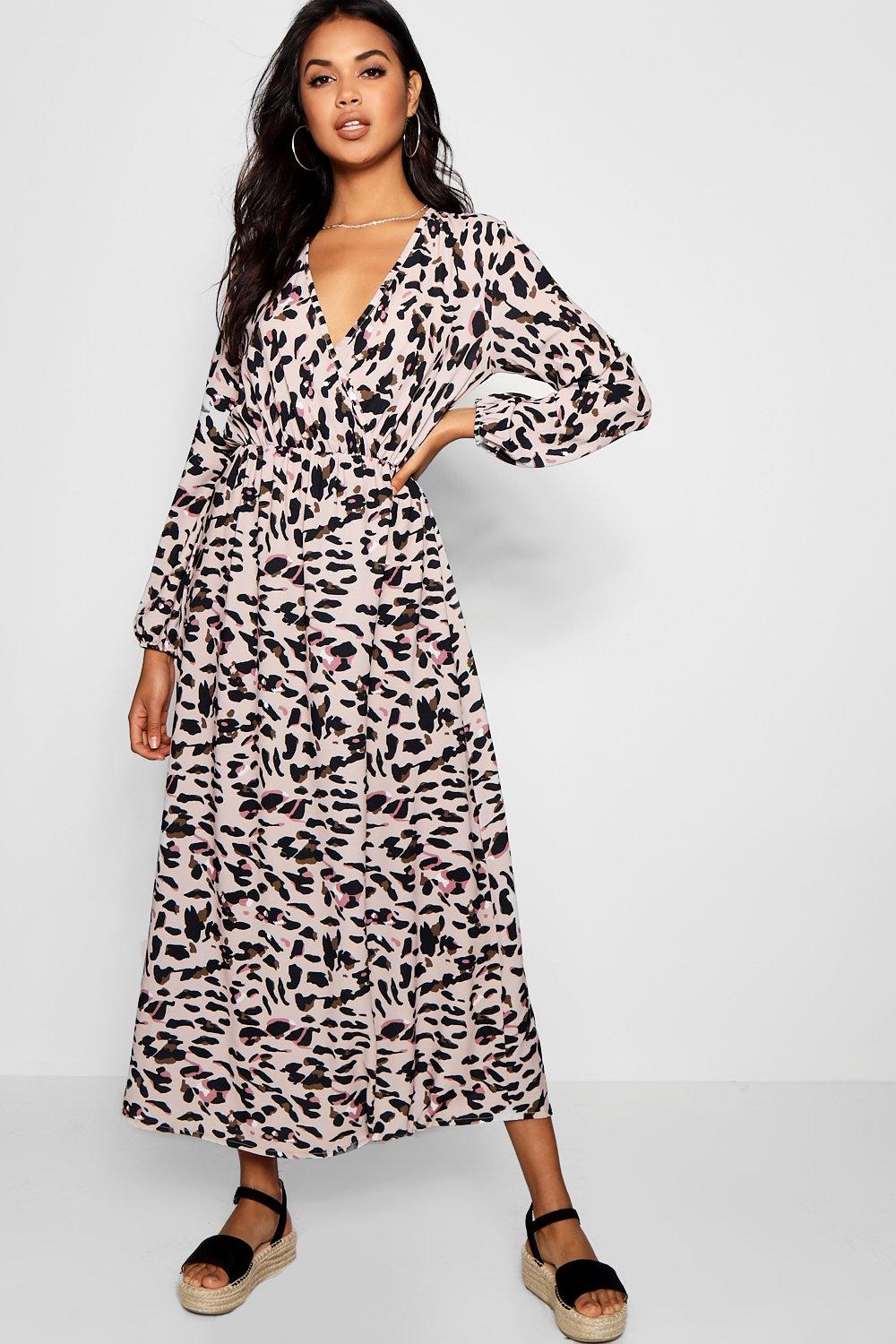 leopard print maxi dress with sleeves