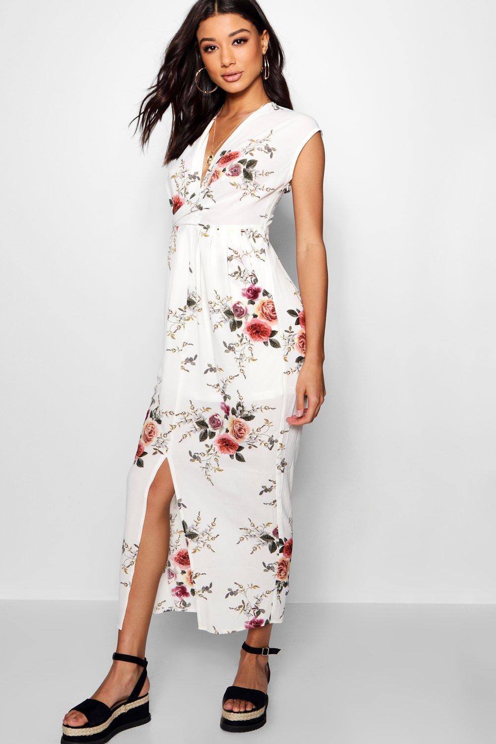 floral maxi dress boohoo