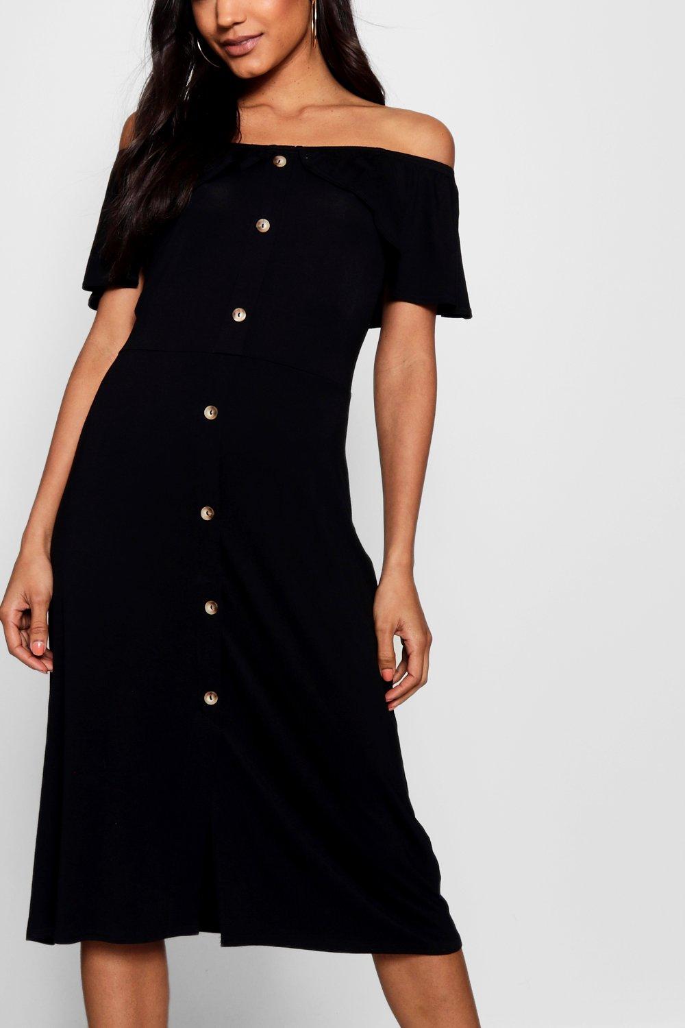 Button down off shop the shoulder dress