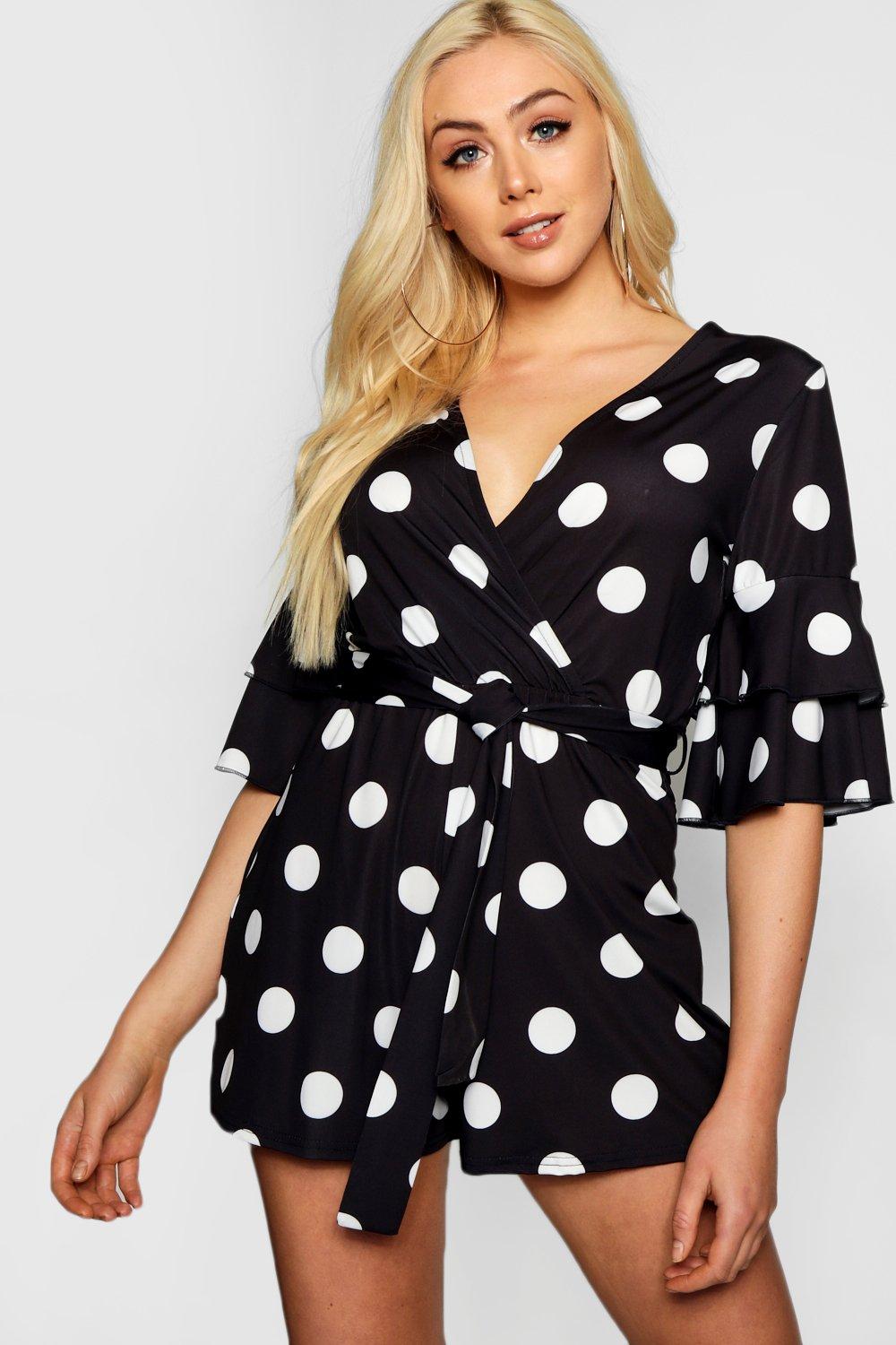 boohoo polka dot playsuit